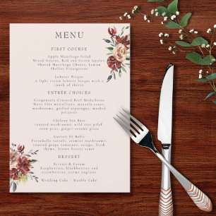 Menu Vintage Marsala Blush Pewal Floral