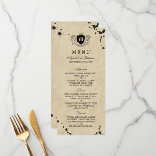 Menu vintage Monogram & Ink Stain Mariage