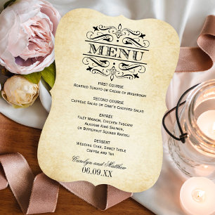 Menu Vintage Rustic Black Flourish Mariage