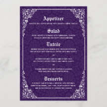 Menu violet gothique victorien Mariage damassé