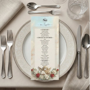 Menu Violon de Chérubin Rococo Romantique Vintage