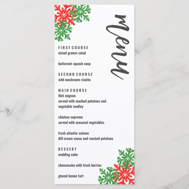 Menu Voici Le Mariage De Noël De La Saison (Devant)