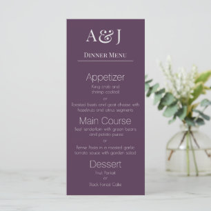 Menu Vos Initiales sur Violet Prune Moderne et Élégant