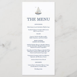 Menu Watercolor Coastal Seascape Wedding 