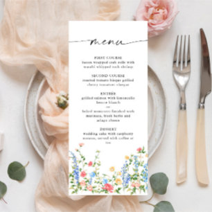 Menu Watercolor Meadow Fleur sauvage Floral Mariage Dîn