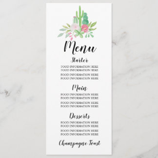 Menu Wedding Cards Cactus Reception Food Cacti Menükarte