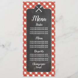 Menu Wedding Cards Red Gingham Chalk GRILLEN Menükarte
