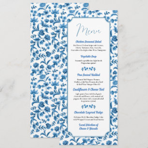Menü "Wedding Chintz Blue & White Floral Ditsy" Menükarte
