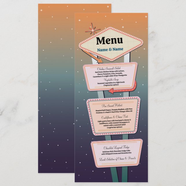 Menü Wedding Las Vegas Casino Empfang Menükarte (Vorne/Hinten)