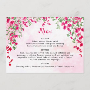 Menu Wedding shower forestier tropical des Bougainvilli