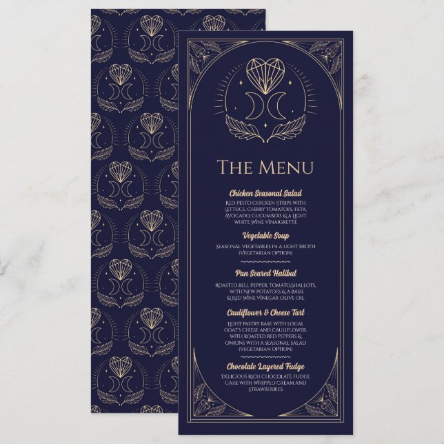 Menu Wedding Tarot Moon Heart Empfang Party Einladung (Vorne/Hinten)