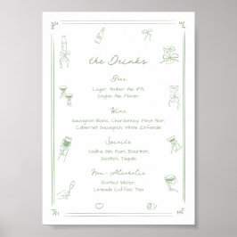 Menü "Weißer und grüner Bar" Poster