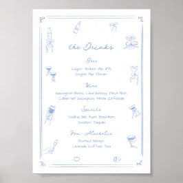 Menü "Weißes und Blaues Bar Getränk" Poster