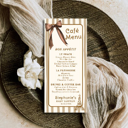 Menu Whimsical French Coffee Shop Themed Paris Cafe 