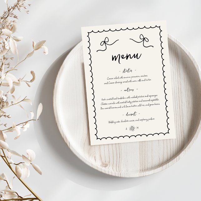 Menu Whimsical Jouer main rétro tiré Mariage français (Créateur téléchargé)