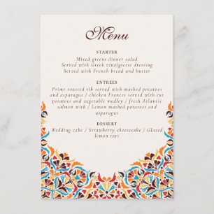 Menu Whimsical Luxury ivoire Floral Style Mariage front