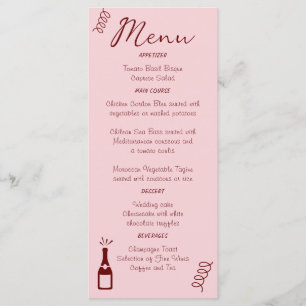 Menu Whimsical Quirky Squiggles Mariage rose