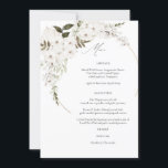 Menü "White Boho Floral" Einladung<br><div class="desc">Lassen Sie sich von den kulinarischen Köstlichkeiten des White Boho Floral Menüs begeistern.</div>