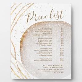Menü "White Gold Glitzer Stylist Salon Price List" Fotoplatte