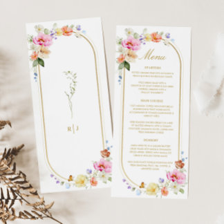 Menu Wildflower Wedding, Colorful Floral Wedding