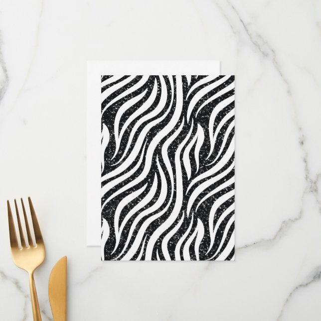 Menu Zebra Stripes Black Parties scintillant Wild Anima (Devant/Arrière en situation)