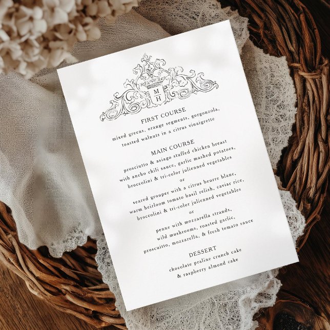 Menü zum Hochzeitsessen in Schwarz und Weiß des Wa Einladung (Von Creator hochgeladen)