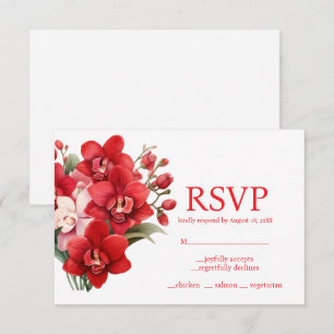 Menüauswahl Antwortkarte für rote Orchideen RSVP Karte