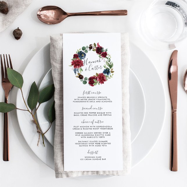 Menükarte "Radiant Bloom Wreath Wedding" (Von Creator hochgeladen)
