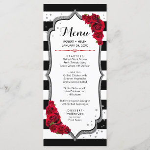 Menükarte - Schwarz-weiß Silber rot