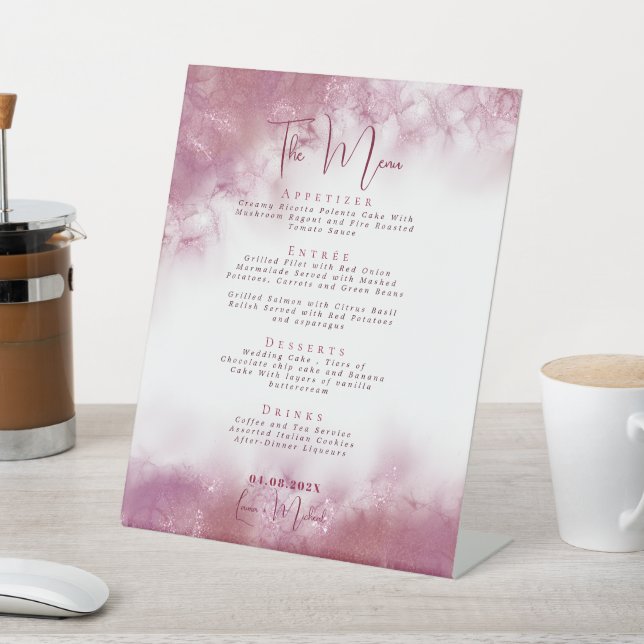 Menüpunkte zum Hochzeitstisch aus Marmor Sockelschild (In SItu)