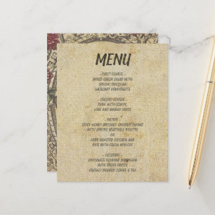 Menus Brown Vintage classique Mariage