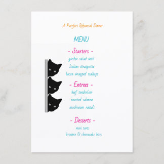 Menus de dîner de répétition de mariage de Whisker