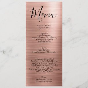 Menus de mariage à typographie minimaliste en or r