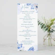 Menus de mariage élégants à l'aquarelle florale bl