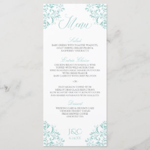 Menus de mariage élégants   Nadine (Turquoise clai
