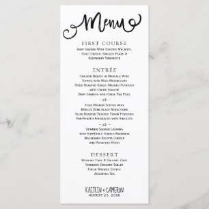 Menus de mariage modernes   Typographie rustique (