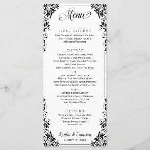Menus de mariage ou d'événement élégant (noir)
