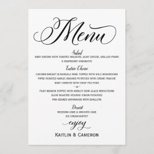Menus de mariage Typographie Moderne Luxueuse (N