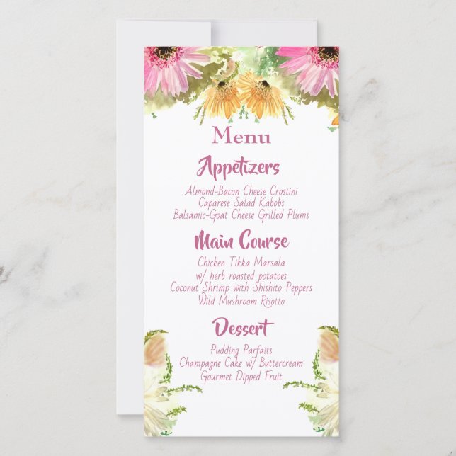 Menus fleur sauvage Floral Mariage (Devant)