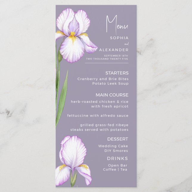 Menus for a modern wedding. menükarte (Vorderseite)