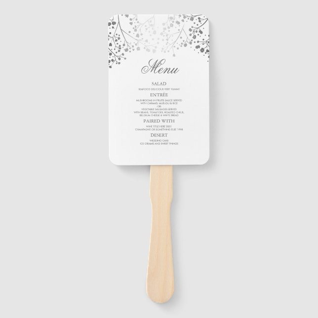Menüs für Silberhochzeiten und Weiße Hochzeiten Fächer (Vorderseite)