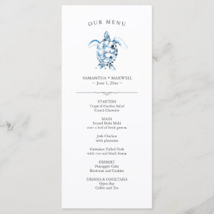 Menus mariage Aquarelle simple Tortue de mer