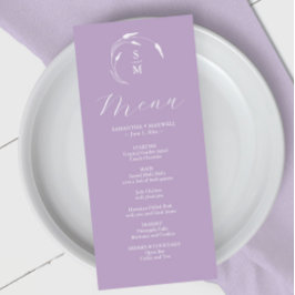 Menus mariage simple Monogram Lavender