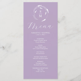 Menus mariage simple Monogram Lavender
