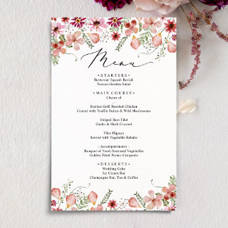 Menus Mariages floraux Peach rose moderne