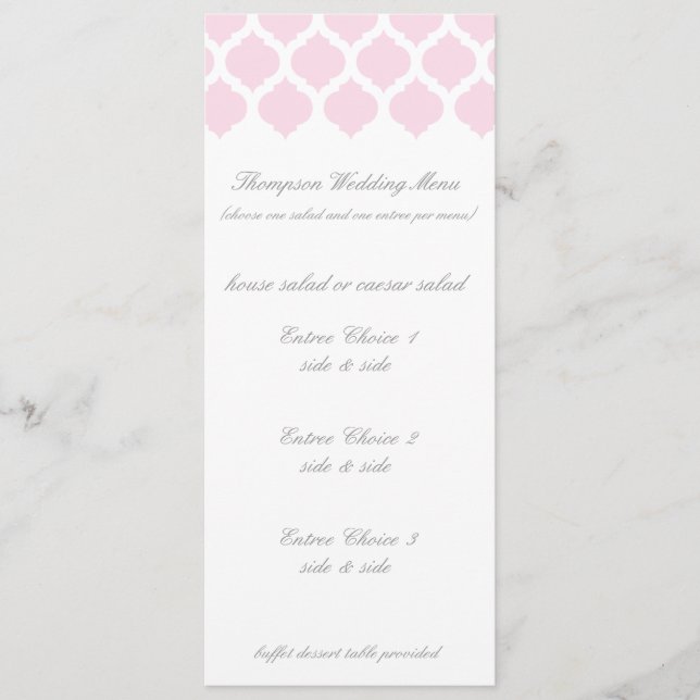 Menus marocains roses de mariage de motif (Devant)