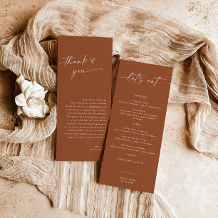 Menus minimaliste de Merci   Mariage en terre cuit