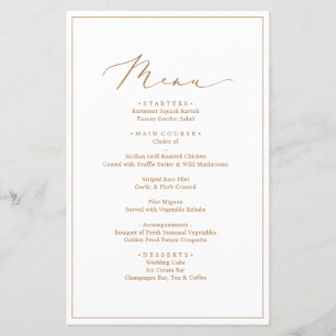 Menus minimaliste et chic pour dîner Mariage