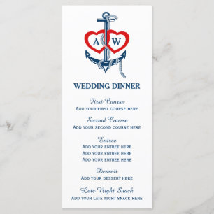 Menüvorlage für das Hochzeitsmenü des Nautikers Menükarte