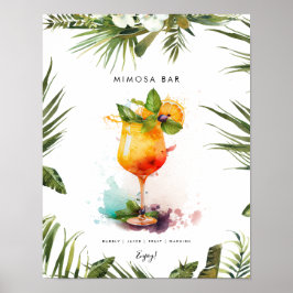 Menuzeichen des tropischen Mimosa-Cocktails Bar Poster